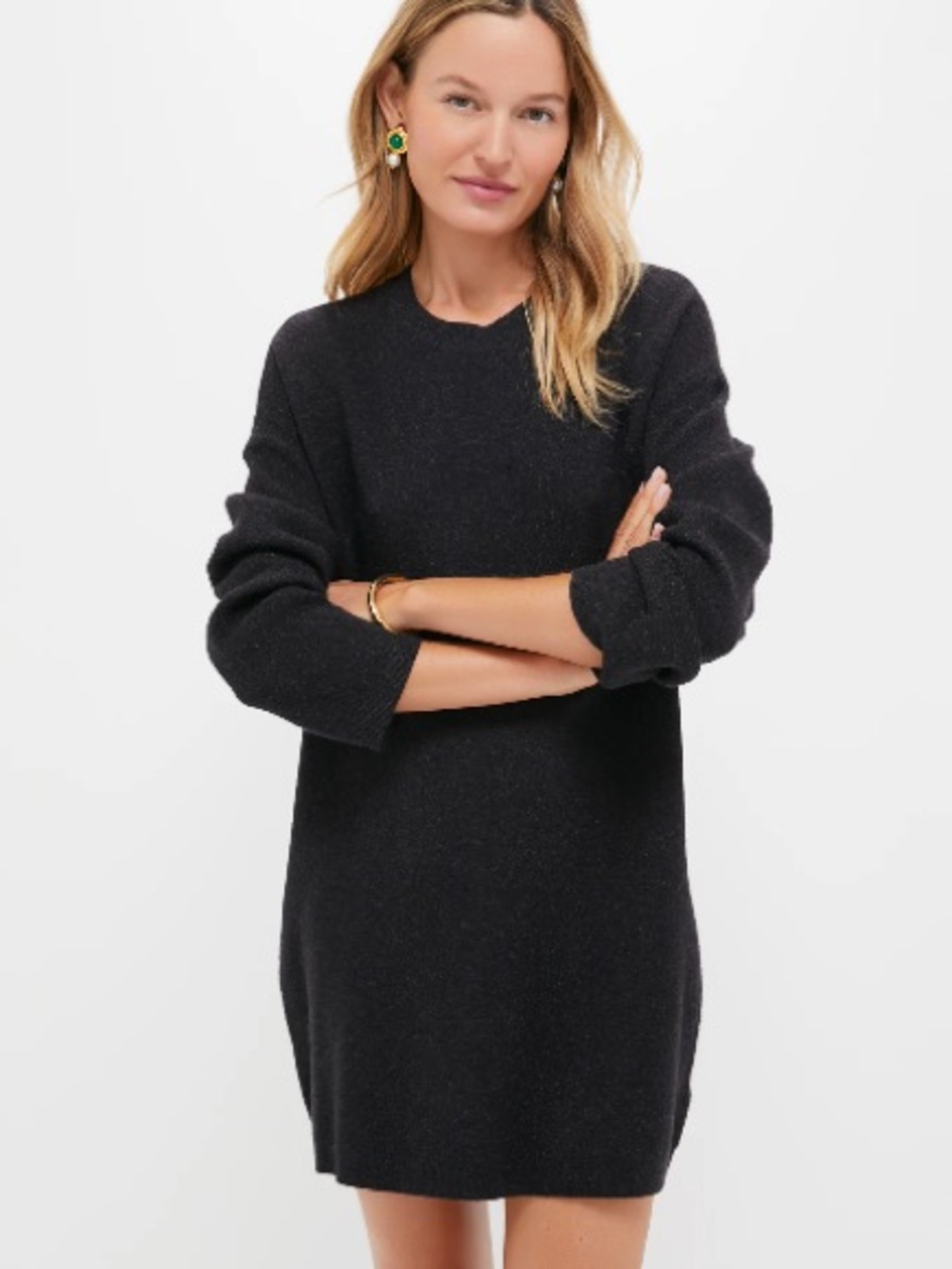 NWT Tuckernuck Pomander Place Noir Vivianne Black Knit Mini Sweater Dress